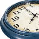 Outdoor Clock Waterproof with Thermometer Wall Clock for Patio Pool Bathroom Kitchen 16 Inch Blue