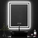 QAOYEDE 20x16 Inch LED Bathroom Mirror with Lights, Small Bathroom Vanity Mirror with Lights, Dimmable Anti-Fog Backlit and Front Light, Memory, 3 Color, Shatter-Proof, Vertically Only