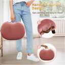 LUE BONA Small Curved Foot Stool with Handle, Pink Velvet Footstool and Ottomans, Modern Foot Rest with Wooden Legs, Step Stool with Padded Seat for Couch, Living Room
