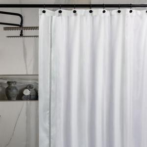 23 THREADS Fabric Shower Curtain for Bathroom, Water Resistant, Made from Sustainable Yarns, White, Luxury Embroidered (74"W x 71"L (Pack of 1))
