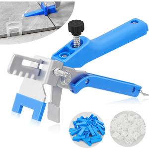 Saker Tile Leveling System 1/8 Inch with Tile Plier, 500pcs Tile Leveler Spacers Clips and 100pcs Reusable Wedges for Wall/Floor Tile Adjustment, Tile Tools Set for Ceramic Tile Stone Installation (1/8 Inch)