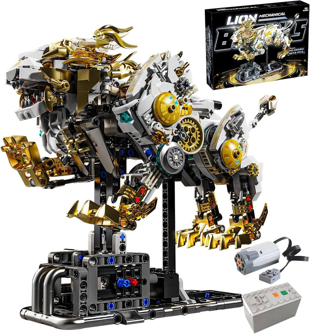 CSNRHG Mechanical Lion Building Block Toy Set Futuristic Mechanical Beast Model with Movable Parts & Gears Premium Mechanical Building Kit with Display Stand and Motor Ideal Gift for Boys & Adults