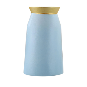 Lsbtaucp- Frosted Gold Border Ceramic vase, Simple Home Decoration, Suitable for Various Festivals, Good Shooting Props, a Good Choice of Gifts. (Light Blue)