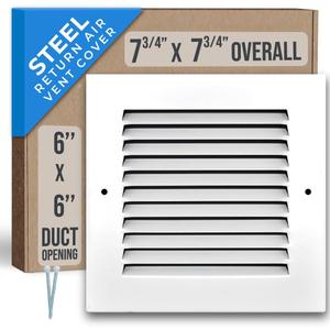 Fits 6x6 Duct Opening | Steel Return Air Grille by Handua | Vent Cover Grill for Sidewall and Ceiling | White | HVAC Cold Air Intake Grille | Outer Dimensions: 7.75"W X 7.75"
