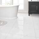 20-Pack Peel and Stick Floor Tiles Vinyl Floor 12 x 12 inch Self Adhesive Waterproof Glossy Flooring Planks DIY for Bathroom, Kitchen, Living Room, RV, Cover 20 Sq. Ft, Polish White Marble