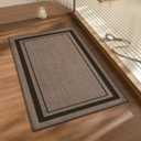 chakme Bathroom Rugs Mat 32x17, Ultra Thin Non Slip Bath Mat Quick Dry Absorbent Bath Mat for Bathroom Floor, (Dark Beige, 32"x17")