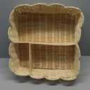 Wicker Divided Storage Basket, Rectangular Hand-woven Baskets Plastic Drawer Baskets Organizer for Organizing Cabinet Coffee Table Toilet Paper Divided By 3