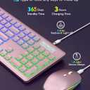 Wireless Keyboard and Mouse Combo, RGB Backlit, Rechargeable & Light Up Letters, Full-Size, Soft Typing, Sleep Mode, 2.4GHz Quiet Keyboard Set for Mac, Windows, Laptop, PC, Trueque (Rose Pink)