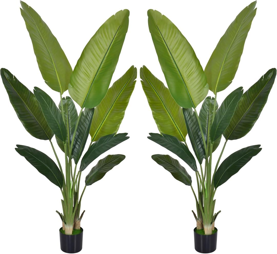 Artificial Bird of Paradise - Fake Plants Indoor Faux Tropical Palm Potted Dypsis Lutescens for Home Office Decor Housewarming