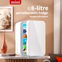 Mini Fridge for Bedroom - 8 Liter/8 Can Portable Refrigerator for Car, Office, Dorm - Quiet Cooler & Warmer for Food, Drinks, Makeup & Skincare - AC/DC Power Supply