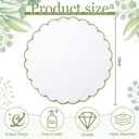 Set of 6 Round Placemats 15 Inch Cotton Scalloped Embroidery Placemat Washable Double Layered Rustic Dinner Table Mat Decor Fabric for Hotel Restaurant Kitchen(White/Green,Classic)