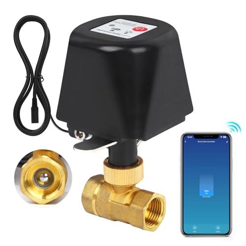 Smart WiFi Water Valve, Brass Motorized Ball Valve with Timer & App Remote Control, Alexa/Google Home Compatible, Ideal for Garden Sprinkler, Pool Filling, Greenhouse & Hydroponics, 3/4" G-Thread