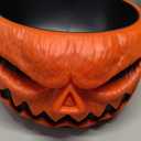 ITART Halloween Candy Bowl Dish with Hand Spooky Animated Pumpkin Decoration Props LED Eyes & Sound for Treat or Trick Haunted House Office Party Bar Table Decor