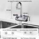 Leak-Free Kitchen Faucet Wall Mount 4" Center, Commercial Sink Faucet for Restaurant Triple 3 Compartment Sink, 3-1/2 Gooseneck 2 Hole Industrial Laundry Bar Hand Sink Faucet, Brass