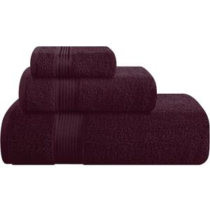 Belizzi Home Ultra Soft 3 Pack Cotton Towel Set, Contains a Bath Towel 28x55 inch, a Hand Towel 16x24 inch & a Wash Coth 12x12 inch, Ideal Everyday use, Compact & Lightweight - Burgundy