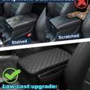 Armrest Cover for Honda CRV Center Console Pad with Organizer Storage Pockets, Black Faux Leather Arm Rest Lid Protector Cushion Interior Accessories (2023-2026)
