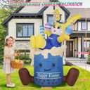 7.3FT Easter Inflatable Bunny Outdoor Decorations, Giant Yellow Bunny in Blue Cup with Built-in LED Lights, Waterproof Blow Up Yard Decor for Lawn, Garden, Porch, Easter Party