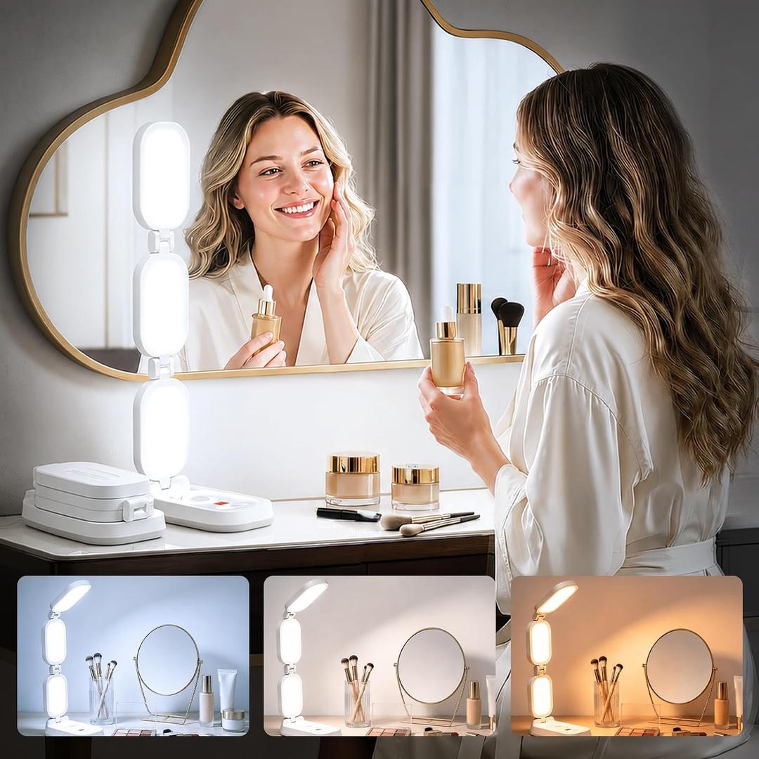 EMART 20W LED 3-Panel Desk Lamp, Dimmable 2700K-6500K for Makeup & Video