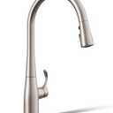 KOHLER 596-VS Simplice Pull Down Kitchen Faucet, 3-Spray Faucet, Kitchen Sink Faucet with Pull Down Sprayer, Vibrant Stainless, High Arch