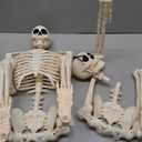 Halloween Decoration Outdoor 2 Pack Skeleton, 16" Plastic Posable Skeleton with Movable Joints, Small Hanging Skeletons for Halloween Decor, Haunted House Graveyard Props