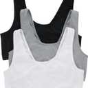 Hanes Women's Scoopneck Cotton Bralette Crop Top (3 Pack) (X-Large, Black/Concrete Heather/White)