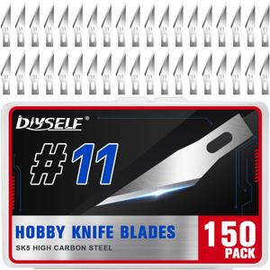 DIYSELF 150 PCS Exacto Knife Blades 11, Sharp Hobby Knife Blades, High Carbon Steel Craft Knife Blade, #11 Replacement Exacto Blade for Art, Scrapbooking, Stencil, Paper Cutting