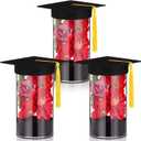 FoldTier 38 Pcs 2026 Graduation Table Centerpieces Set, DIY Grad Party Decorations with Mason Jar Style Vases, Felt Caps, Artificial Flowers, Eucalyptus Sprigs, Class of 2026 Table Decor Gifts (Red)