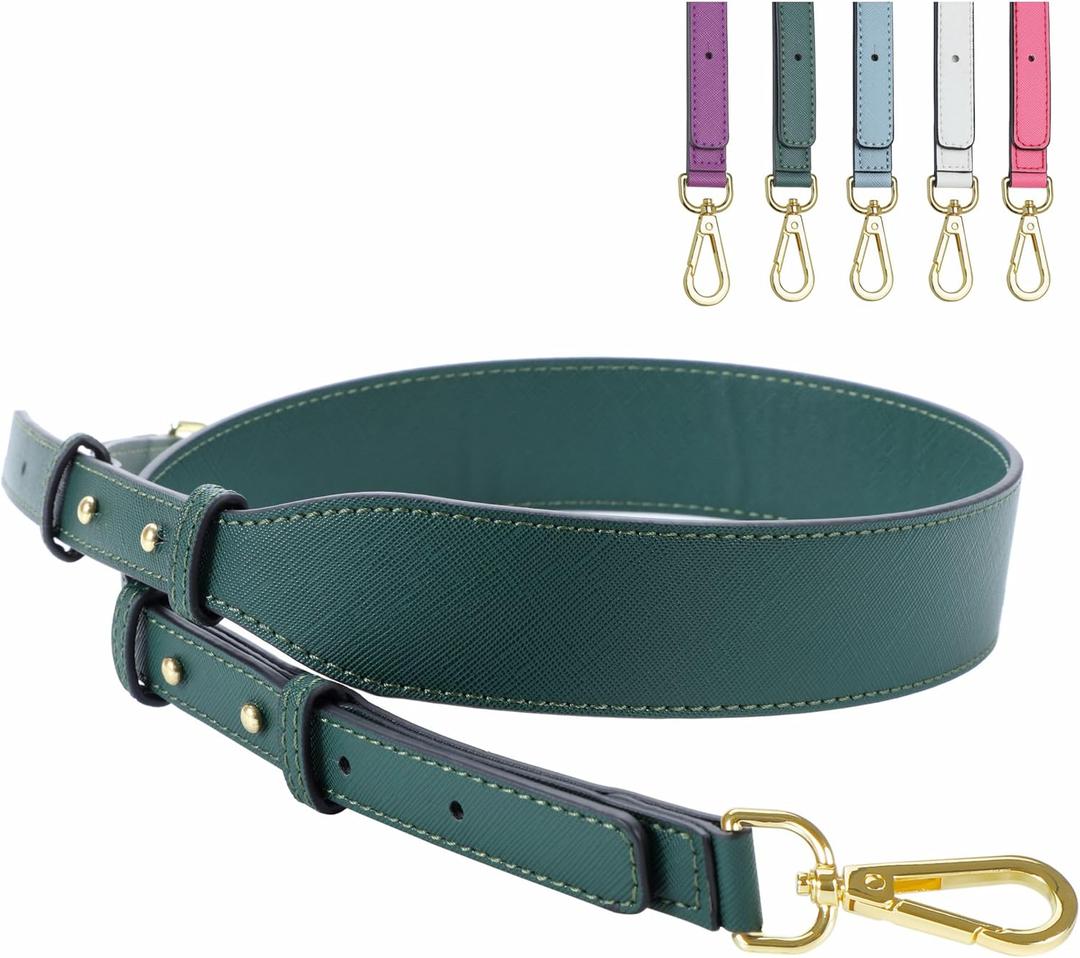 Nefelibata Purse Strap, Leather Purse Straps Replacement Crossbody, Retro Personalized Crossbody Bag Straps with Customized Metal Buckle for Handbag, Shoulder Bags, (Christmas Green)