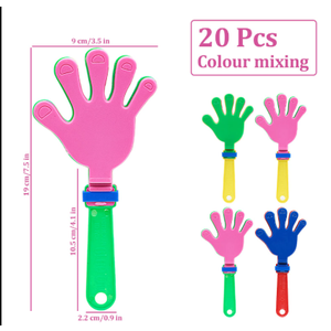 20pcs SAFIGLE Hand Clappers Plastic Noise Makers 7.5 Inch Palm Toys for Kids and Adults Party Favors Birthday Sports Events and Celebrations