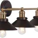 JONATHAN Y JYL7428C July 26.5" 3-Light Metal Shade Farmhouse Sconce Contemporary Transitional 2200K Edison 25W Bulbs for Bedroom Living Room Bathroom, Vanity Lighting, Oil Rubbed Bronze/Brass Gold