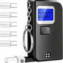 Keychain Breathalyzer, Breathalyzers for Alcohol with LCD Digital Display, Mini Alcohol Breathalyzer Tester for Home Use, Personal Portable Pocket Breathalyzer with 5 Mouthpieces