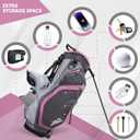 JAD Lightweight Womens Golf Bag, Golf Stand Bag for Women/Ladies, 14-Way Top Dividers, Ultra Lightweight, Large Pockets for Accessories, Durable Water Resistant, Pink/Grey