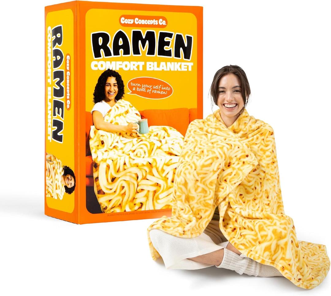 Cozy Concepts Co. Ramen Comfort Blanket by Relatable, Viral Trend Inspired, Looks Like a Giant Bowl of Ramen Noodles to Wrap Yourself Up In, Great for Room Decor or Gifts, Large Size 65 Throw Blanket