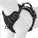 PHOEPET No Pull Dog Harnesses for Small Puppies Reflective Adjustable Front Clip Vest with 2 Metal Leash Attachment Hooks Soft Handle (S, Black)