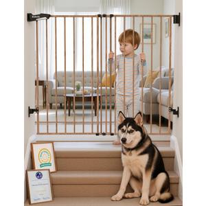 Babelio 34" Extra Tall No Bottom Bar Baby Gate, 26-43", Brown Wood Pattern
Easy Install| One-handed Opening| Auto-close| Drill Needed Indoor Safety Dog/Pet Gate for Stairs, Hallways & Doorways