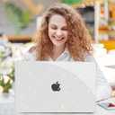 G JGOO Compatible with MacBook Air 13 inch Case 2026 2025-2022 M5 A3449 M4 A3240 M3 A3113 M2 A2681, Clear Glitter Hard Shell for MacBook Air 13.6 inch Case + Keyboard Cover +50 Pcs Laptop Sticker