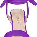 Allegra K Women Open Toe Ankle Tie Back Chunky Heel Sandals (Purple, 12)