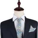 AUSCUFFLINKS Paisley Skinny Ties | Cotton Pocket Squares Bow Ties & Neckties | Wedding Ties (Blue)