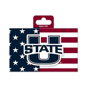 Pack of 3, Rico Industries NCAA Utah State Aggies Patriotic 5" x 7" Vinyl Die-Cut Decal - Car/Truck/Home Accessory