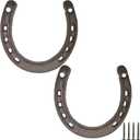 TIHOOD 2PCS Cast Iron Horseshoe Wall Decor, Medium Horseshoe Durable Cast Iron 5 Holes On Each Side for Indoor Or Outdoor