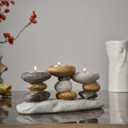 Candle Holder Taper Candles Fake Stone Candlestick Mantel Candle Stand for Home Decor, Wedding, Party and Dinning Table Centerpieces (Imitation Stone Candlestick - A)