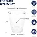 Party Essentials Disposable Hard Plastic Drinking Cups/Party tumblers/Pint Glasses, 8 oz, 60-Count, Clear