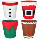 Syhood 4 Pcs Christmas Felt Buckets Christmas Decorations Snowman Gingerbread Man Santa Claus Xmas Candy Bags Treat Hamper for Holiday Party Gift Packaging Table Centerpiece