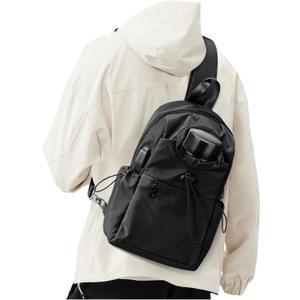 SEAFEW Black Sling Crossbody Bag for Men Women, Tactical Backpack Shoulder Daypack Mini Anti-Theft Cross Body Motorcycle Chest Bags, Small One Strap Fanny Back Pack for Casual Travel Hiking Sport Gym