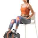 Under Desk Bike Pedal Exerciser, Quiet Magnetic Mini Exercise Bike with MERACH App for Arm, Leg Recovery, Physical Therapy, Smooth Foot Desk Cycle with 2 Resistance Bands & Non-Slip Mat (Wood Grain & Black)