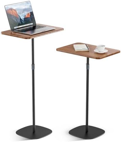 POLESTO 
Portable Laptop Floor Stand, Bedside/Sofa Table with Height Adjustable 18''~48'', Sleek Wooden Lectern Standing Desk Mobile Podium for Home, Office, School, Black