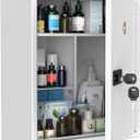 Uniclife Wall Mount Medicine Cabinet with Combination & Key Lock Locking First Aid Cabinet Lockable Medical Cabinet Large Capacity Medicine Organizer Secure Steel Wall Cabinet Metal Storage Box, White