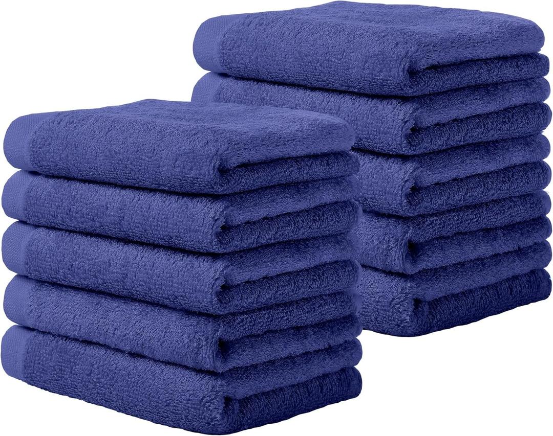 Yoofoss Luxury Washcloths Towel Set 10 Pack Baby Wash Cloth for Bathroom-Hotel-Spa-Kitchen Multi-Purpose Fingertip Towels & Face Cloths - Dark Blue