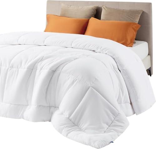 Bedsure Comforter Duvet Insert - Quilted Comforters Queen Size, All Season Duvet, GentleSoft Down Alternative Bedding Blanket, with 8 Tabs, Gifts for Women/Men, White, Queen 88 x 88 Inches