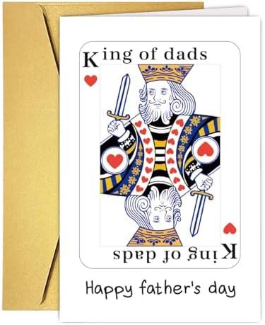 Pack of 5, RUALOVE Funny King of Dad Father's Day Card for Daddy Father Stepdad, Humor Father's Day Cards Gift for Him, Humorous Dad Birthday Card from Son Daughter Kids Children